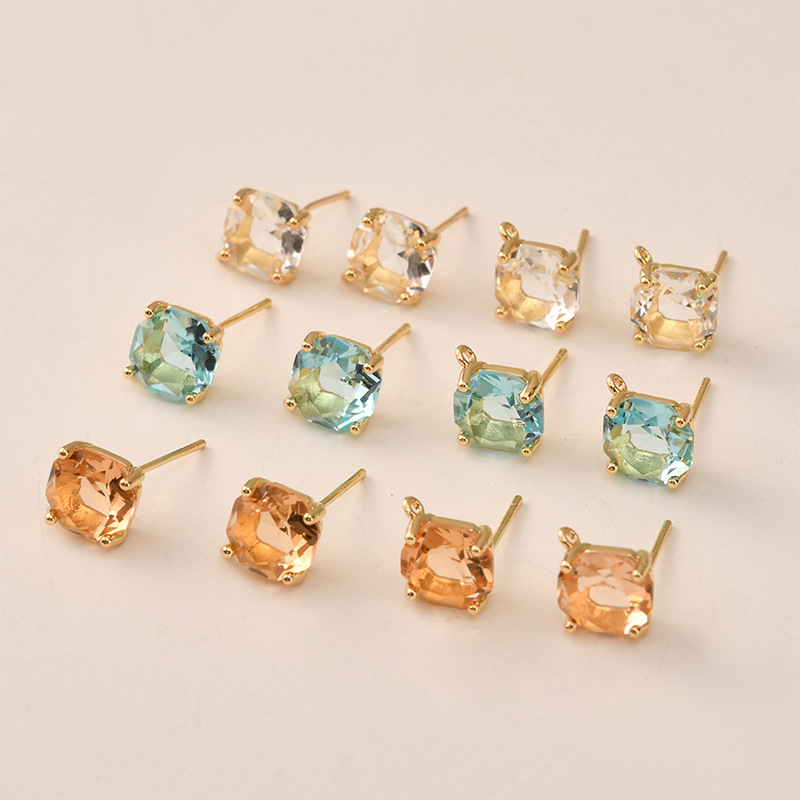 Pearl Earring Stud - 10 paia di colori sfaccettati quadrati