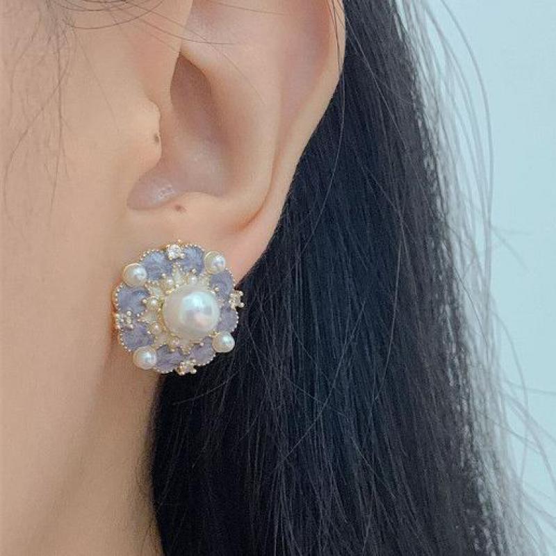Pearl Earring Stud - Orecchini in argento 925 con ago