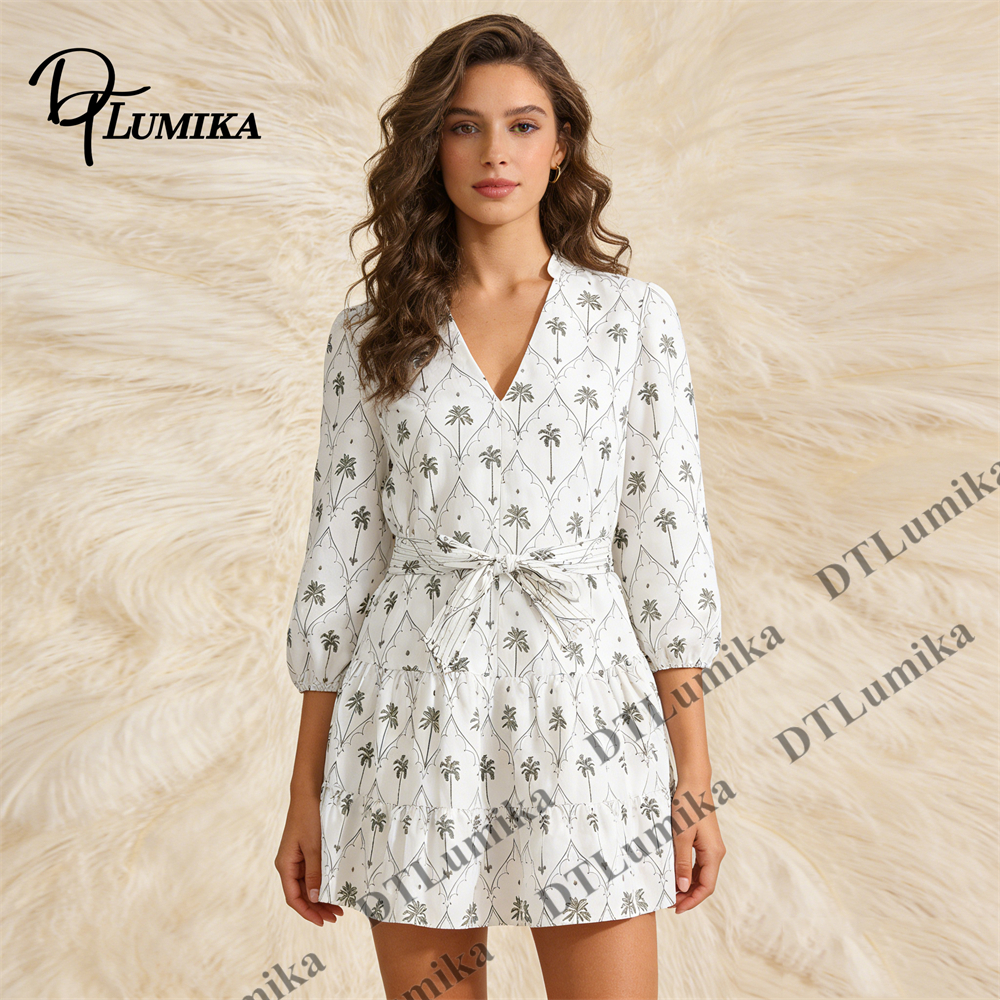 Women'S Formal Resort Wear - Abito avvolgente con stampa palma DTLumika,